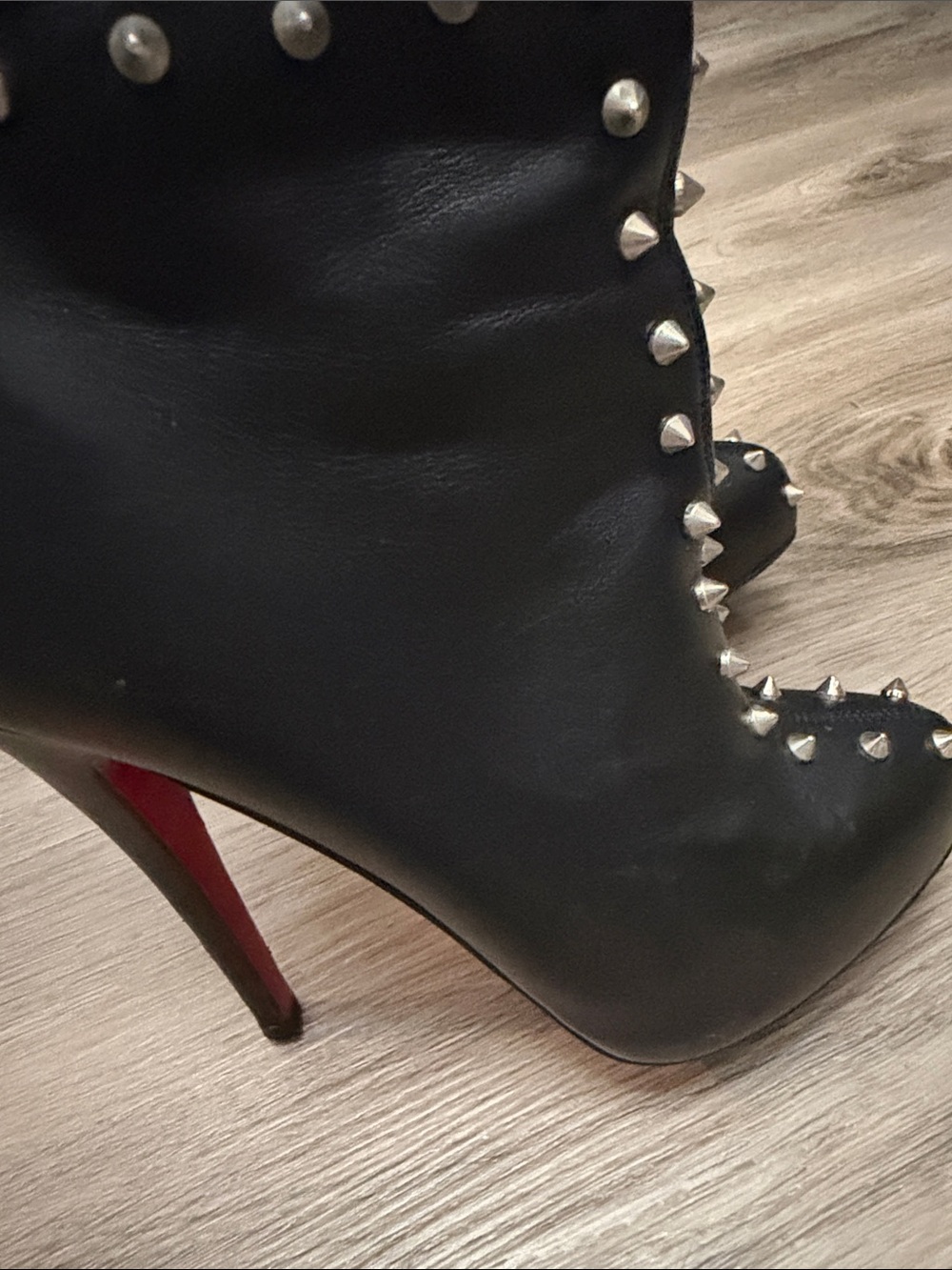 Christian Louboutin Black Studded Over-the-Knee Stiletto Boots Size 7 - Picture 14 of 16